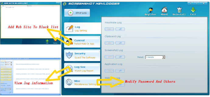 operation of screenshot keylogger software