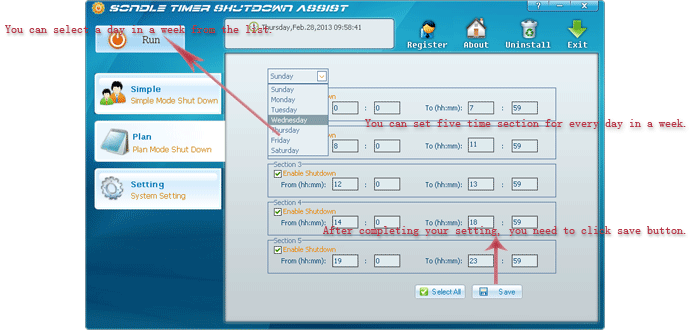 plan mode shutdown of timer shutdown software